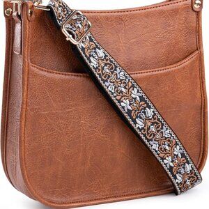 Vegan Leather Crossbody Bags for Women, Crossbody Purse with Guitar Strap Zipped